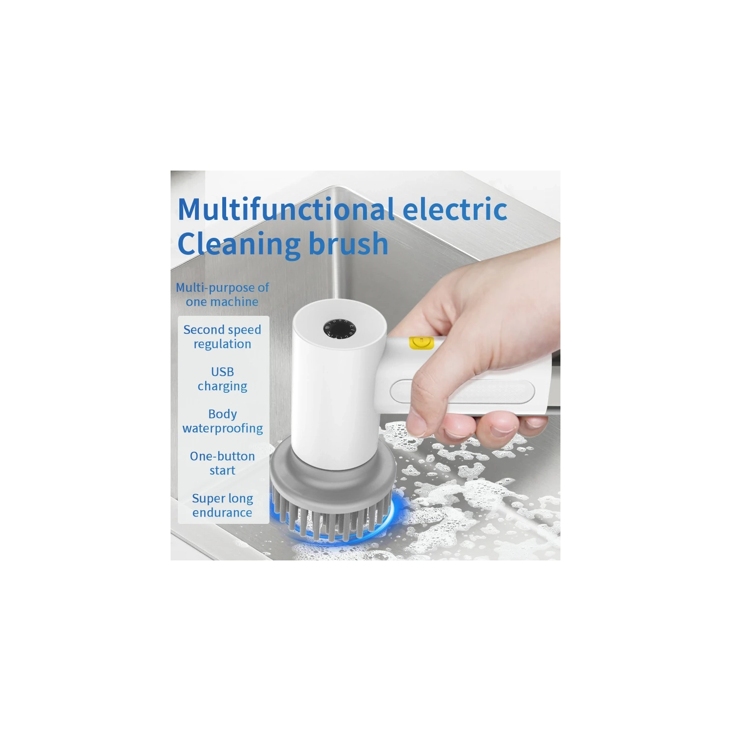 Handheld Electric Cleaning Brush, Household Toilet Cleaning Artifact Kitchen Cleaning Brush Multi-function Dishwasher Cleaner USB Handheld Bathtub