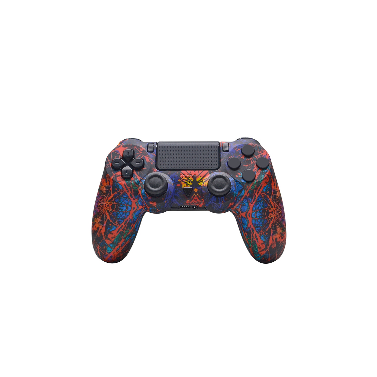 New P4 wireless game controller compatible with P4/pro/slim/PC touchpad water transfer printing - Red Web Spider