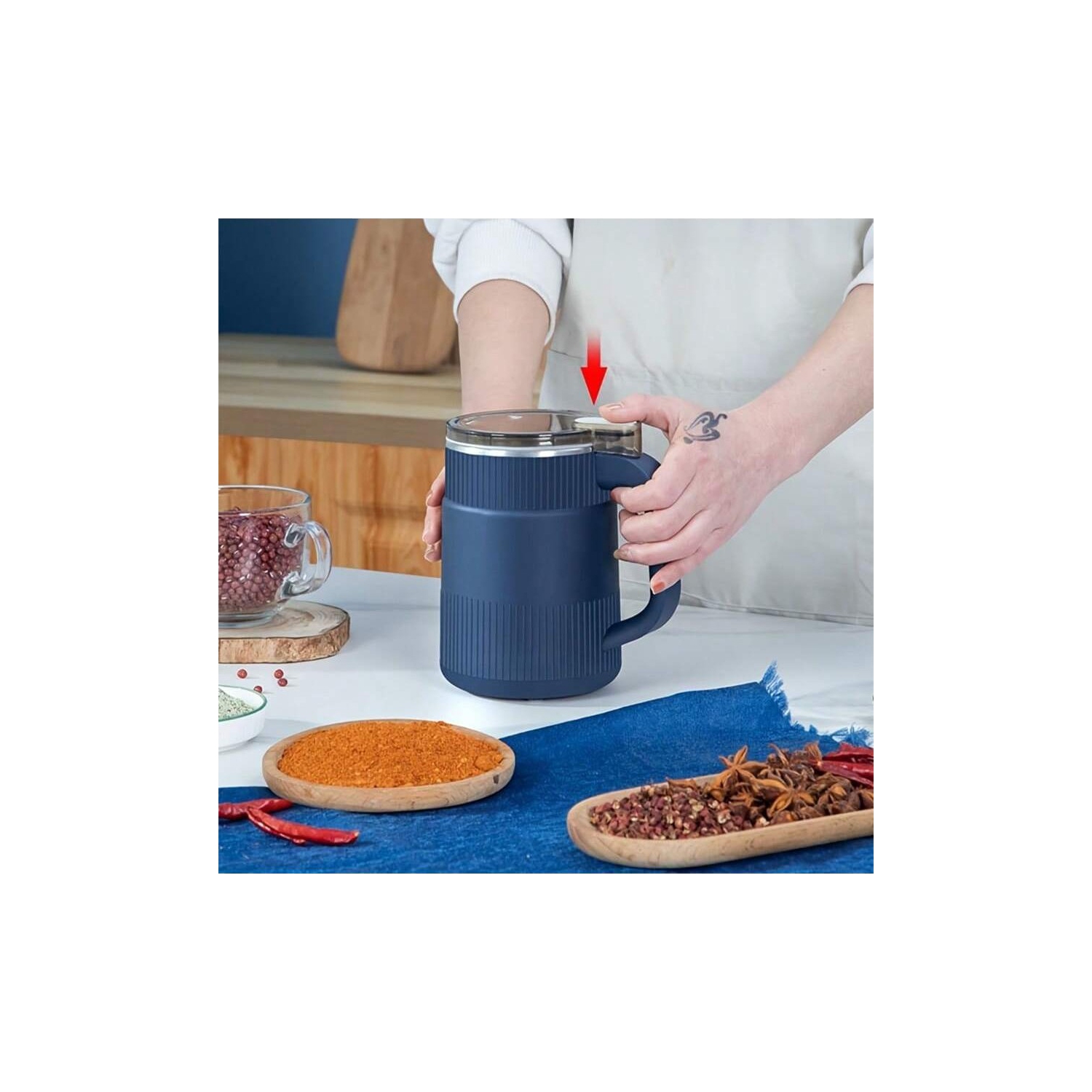 Automatic powder grinder, portable grain dry grinder, food bean grinder seasoning grinder