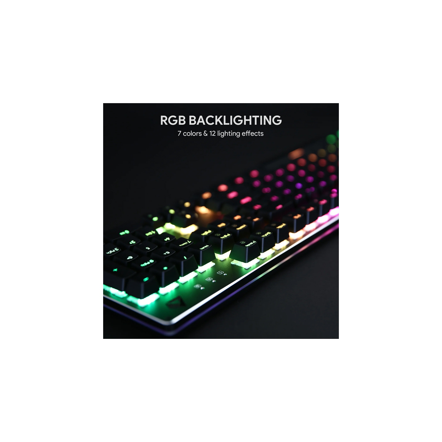 Aukey KM-G12 Wired Mechanical Gaming Keyboard, RGB Backlight, Blue Switches,104-Key Anti-Ghosting, Surround Lighting, Steel Body_Black