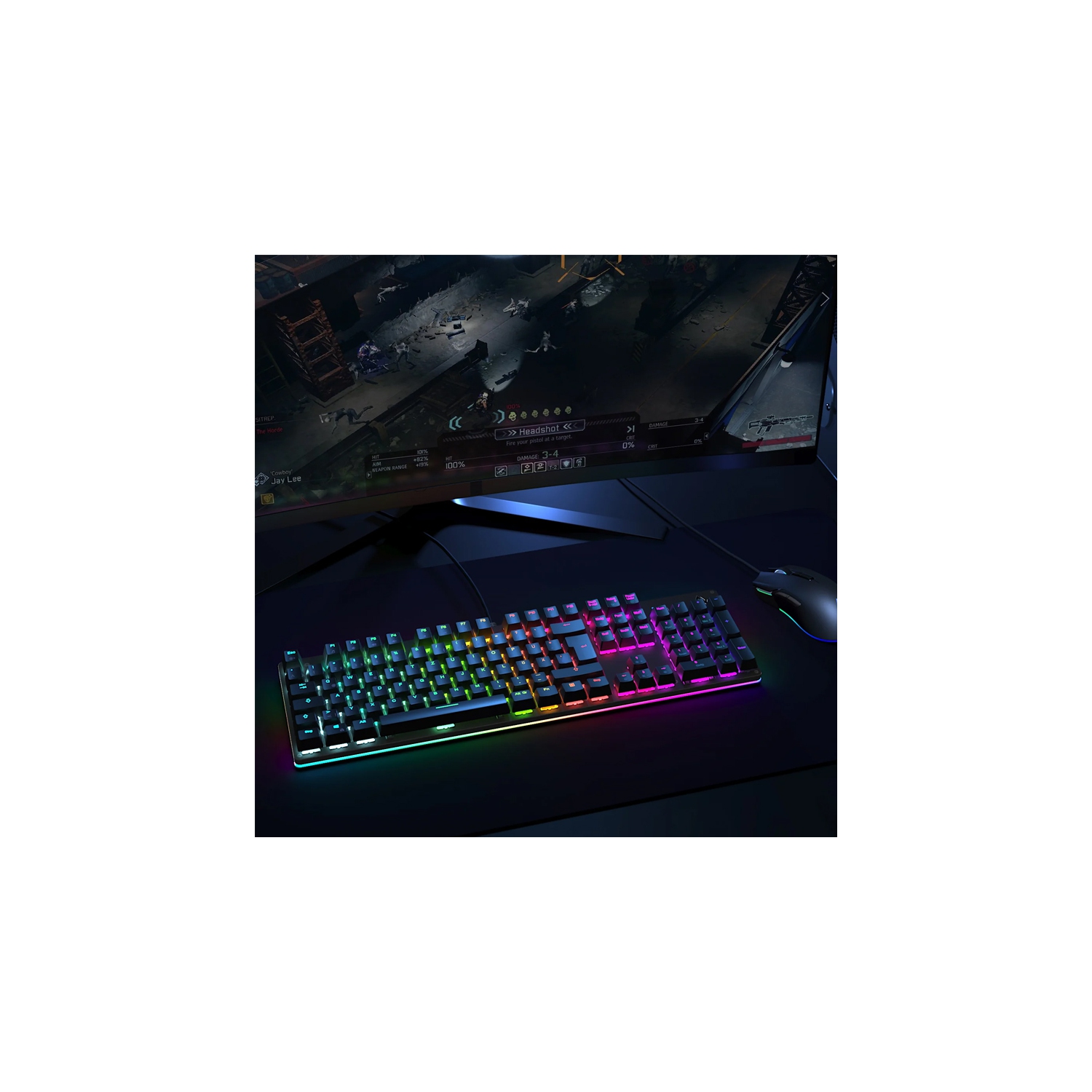 Aukey KM-G12 Wired Mechanical Gaming Keyboard, RGB Backlight, Blue Switches,104-Key Anti-Ghosting, Surround Lighting, Steel Body_Black