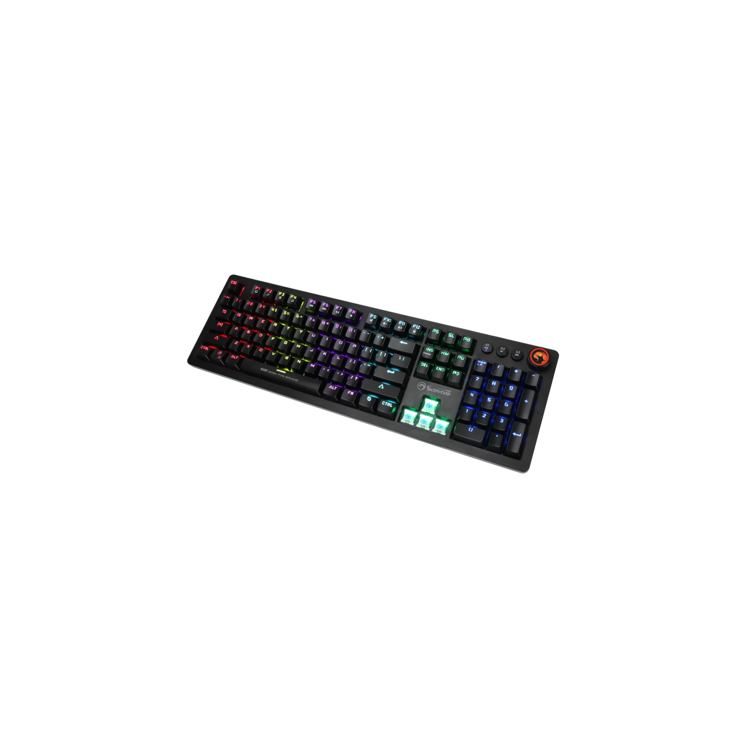 Marvo KG917 Mechanical Blue Switch 107-key, LED Rainbow Backlight Wired Gaming Keyboard_Black