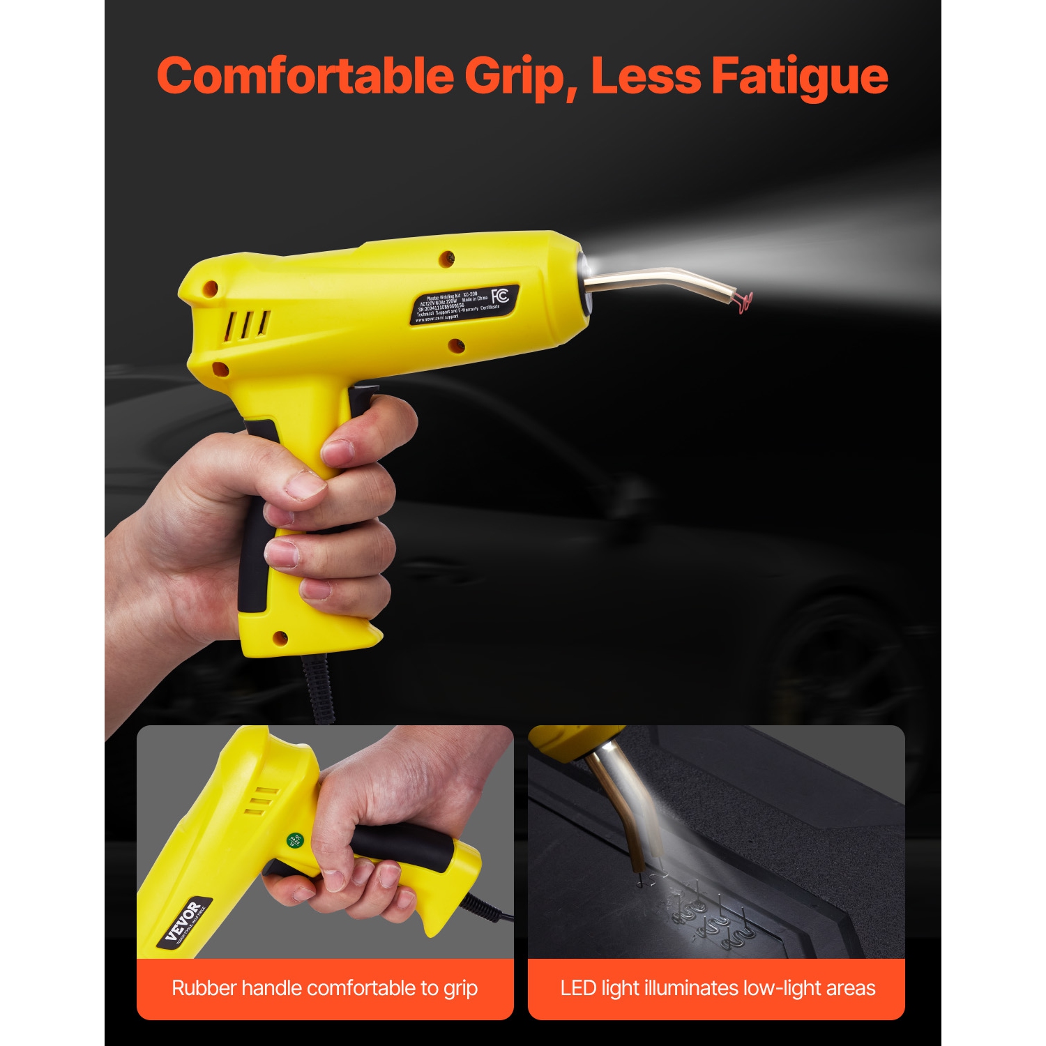 VEVOR 220W Plastic Welding Kit, with 800PCS Hot Staples & 56PCS Welding Rods, Professional Hot Staple Welding Gun with LED Light, Carrying Case for