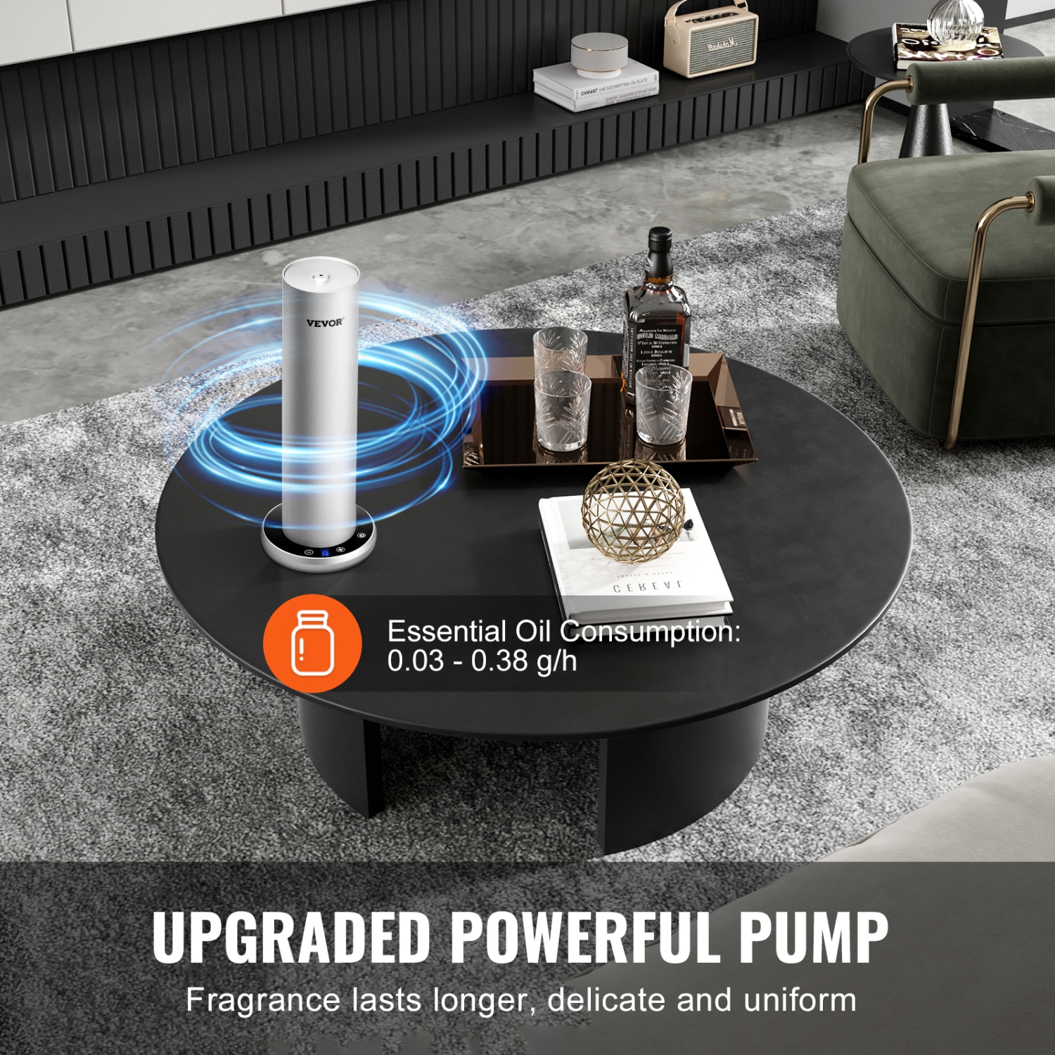 Appareil de parfum VEVOR 120&nbsp;ml pour la maison, diffuseur d'air froid intelligent Bluetooth, diffuseur d'huile essentielle sans eau