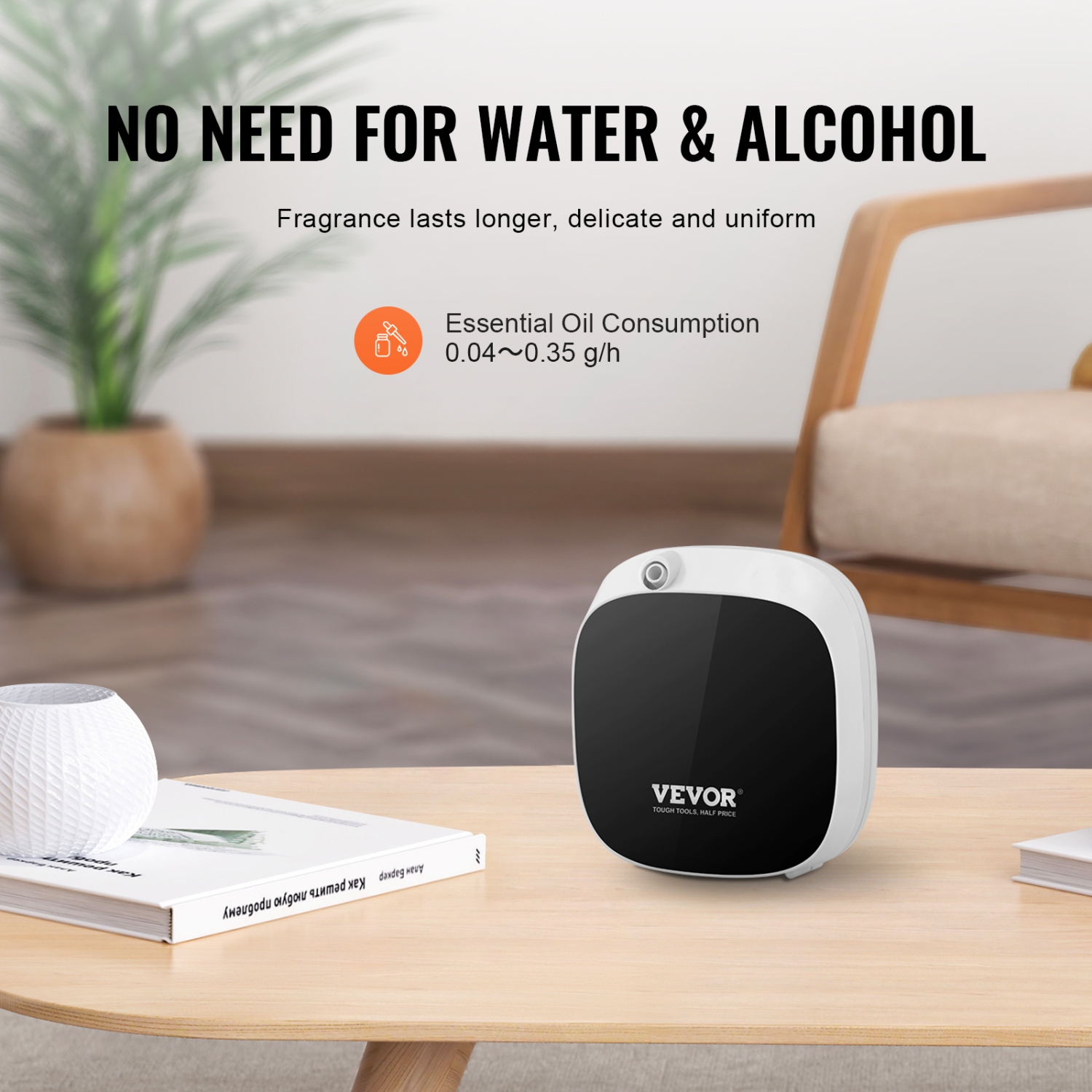 VEVOR 100ml Scent Air Machine, Bluetooth Smart Essential Oil Diffuser, 1000sq. ft Waterless Diffuser with Cold Air Technology, Aromatherapy Diffuser