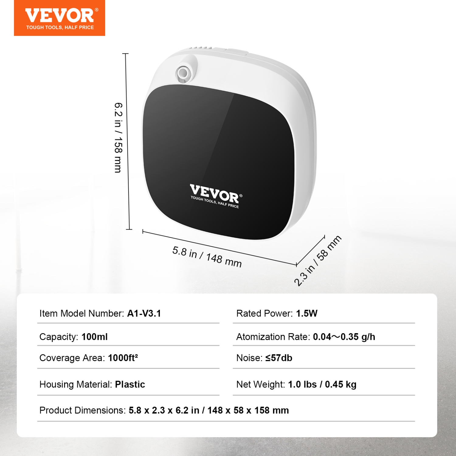 VEVOR 100ml Scent Air Machine, Bluetooth Smart Essential Oil Diffuser, 1000sq. ft Waterless Diffuser with Cold Air Technology, Aromatherapy Diffuser