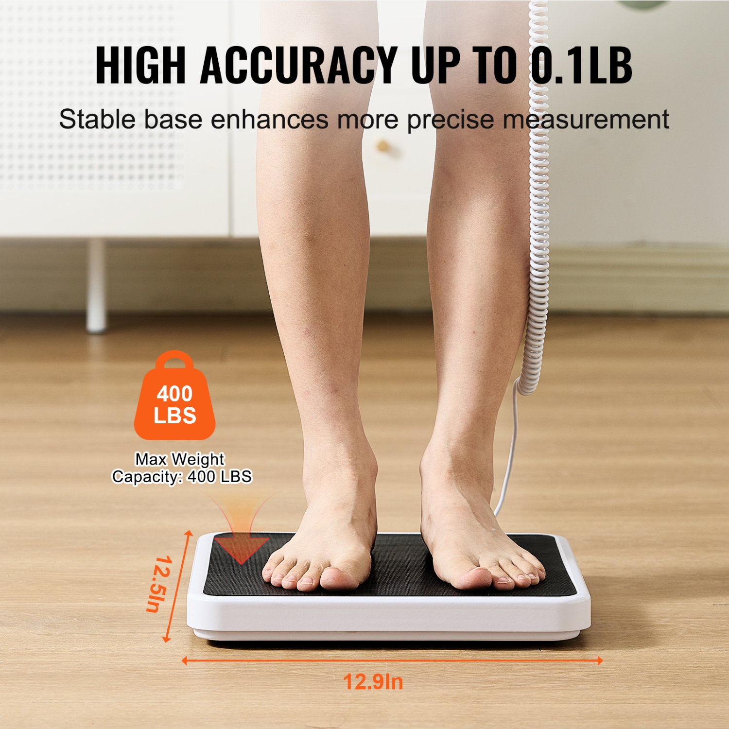 VEVOR 400lbs Capacity Portable Medical Scale, Professional Digital Physician Scale for Weighing, with Anti-Slip Mat, 2 Units(kg/lb), Hold & Tare