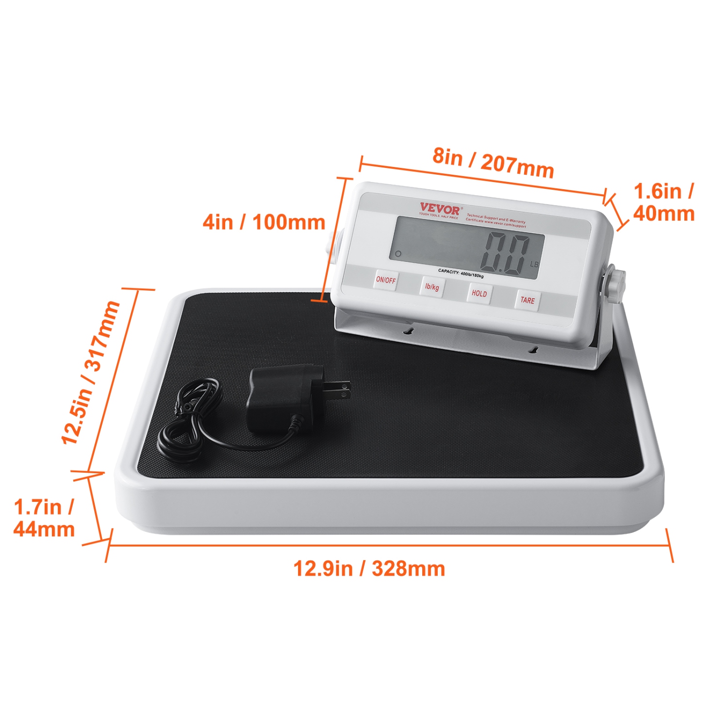 VEVOR 400lbs Capacity Portable Medical Scale, Professional Digital Physician Scale for Weighing, with Anti-Slip Mat, 2 Units(kg/lb), Hold & Tare