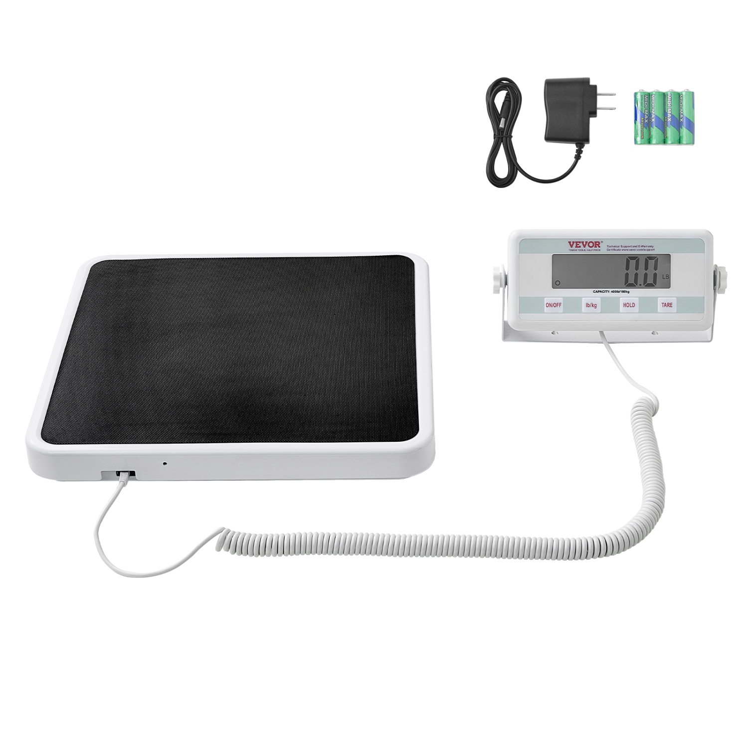VEVOR 400lbs Capacity Portable Medical Scale, Professional Digital Physician Scale for Weighing, with Anti-Slip Mat, 2 Units(kg/lb), Hold & Tare