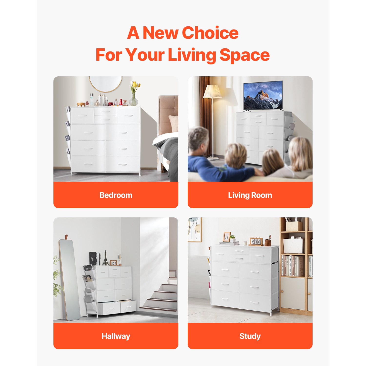 Commode à 10 tiroirs VEVOR, commode à tiroirs en tissu avec bacs en tissu, tiroirs de rangement avec poignée facile à tirer et cadre en acier