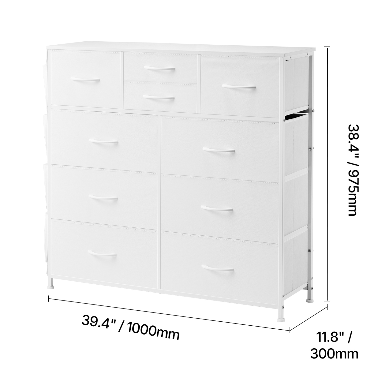 Commode à 10 tiroirs VEVOR, commode à tiroirs en tissu avec bacs en tissu, tiroirs de rangement avec poignée facile à tirer et cadre en acier