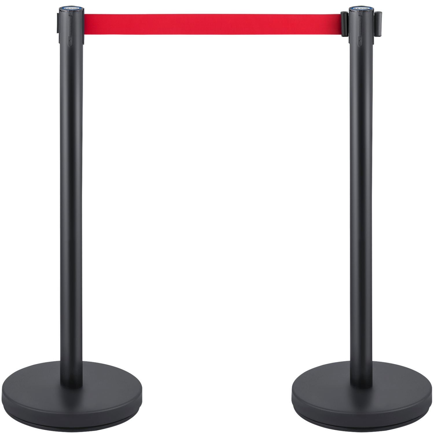 VEVOR Crowd Control Stanchion,Set of 6 Pieces Stanchion Set, Stanchion Set with 6.6 ft/2 m Red Retractable Belt,Black Crowd Control Barrier with