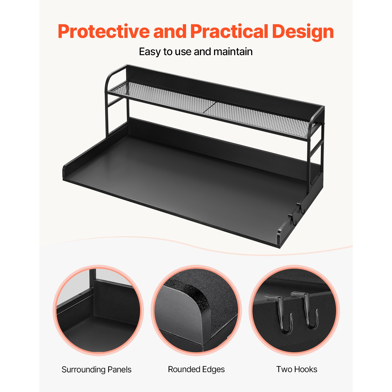 VEVOR 54" x 27" Washer Dryer Countertop with 2-Tier Shelf,Wooden Washer and Dryer Countertop with Anti-Slip Pads,Water-Resistant Laundry Topper Cover