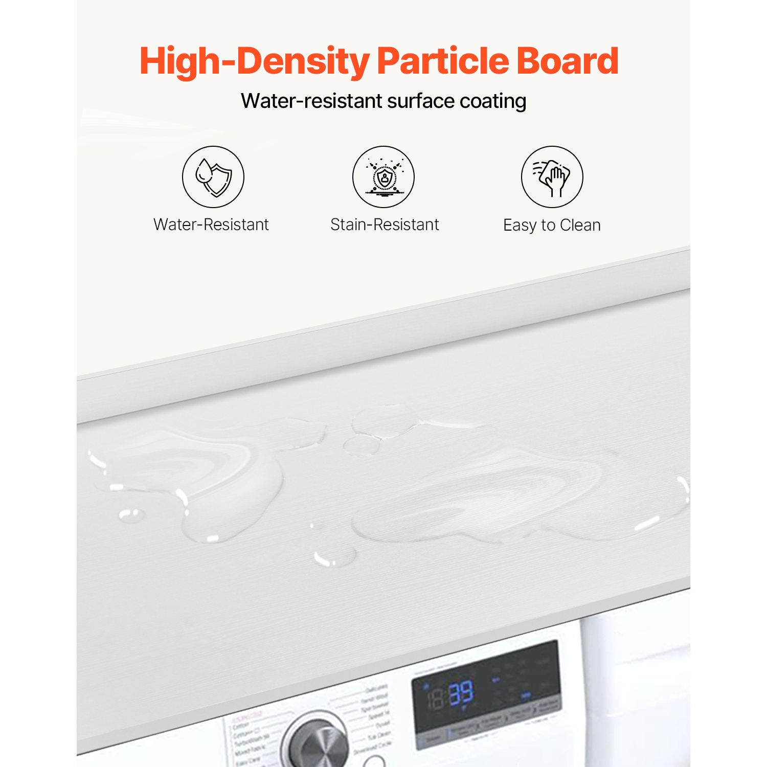 VEVOR 54" x 27" Washer Dryer Countertop, Wooden Washer and Dryer Countertop, Water-Resistant Laundry Machine Topper Cover with Anti-Slip Pads, for