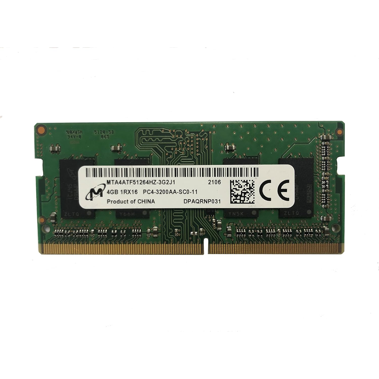 MICRON 4GB DDR4 3200MHz PC4-25600 1.2V 1R x 16 SODIMM Laptop RAM Memory Module MTA4ATF51264HZ-3G2J1, OEM Package