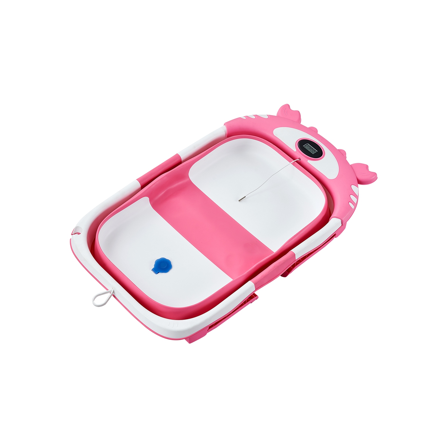 Baignoire pour bébé de 5 gallons VEVOR, baignoire pliante pour bébé avec thermomètre et coussin doux, baignoire rose durable et portative avec