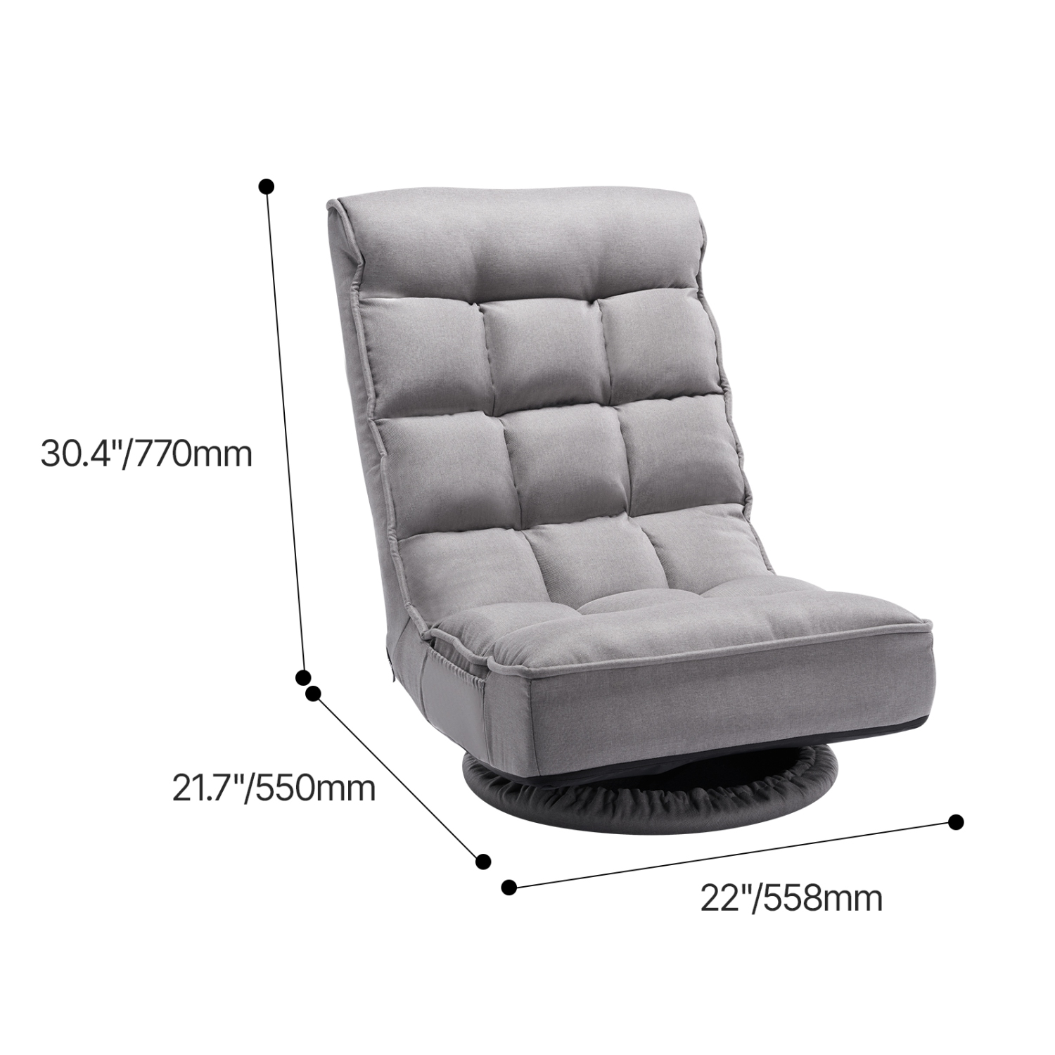 VEVOR 360-Degree Swivel Floor Gaming Chair, Rotating Floor Chair with 4 Adjustable Position Folding Backrest and Lumbar Support, Folding Video