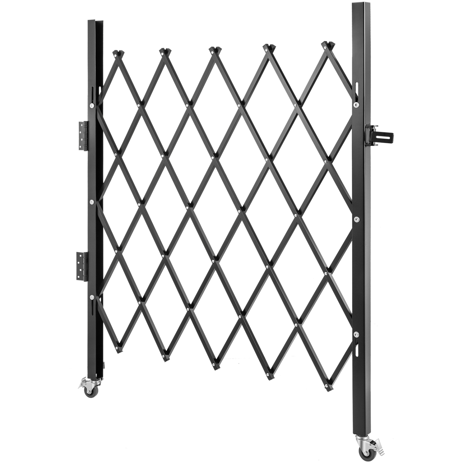 VEVOR 5' H x 5-1/2' W Single Folding Security Gate, Steel Accordion Security Gate, Flexible Expanding Security Gate, 360° Rolling Barricade Gate,
