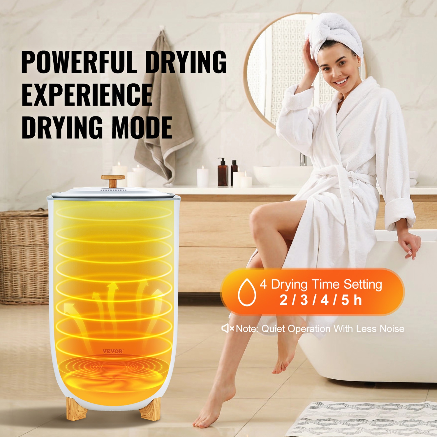 VEVOR 35L Towel Warmer, Towel Warmer Bucket with Drying Modes(2-5h), Heating Mode 20/40/60/90 Min Auto Shut Off, LED Screen, Luxury Large Towel