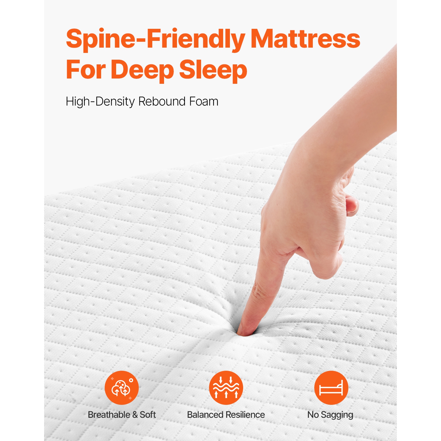 Lit escamotable VEVOR 38 x 75&nbsp;po, lit pliant avec matelas 5&nbsp;po, lit jumeau pliable avec cadre en métal robuste et matelas en mousse à