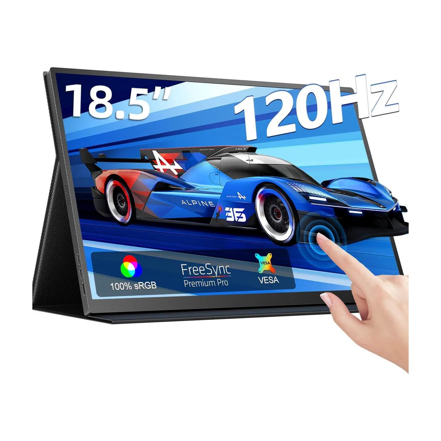 Moniteur portatif à écran tactile 1080p de 18&nbsp;po d'UPERFECT - 1&nbsp;ms d'120&nbsp;Hz, FreeSync HDR, 400Nits IPS - 5 100 % sRVB, VESA et étui