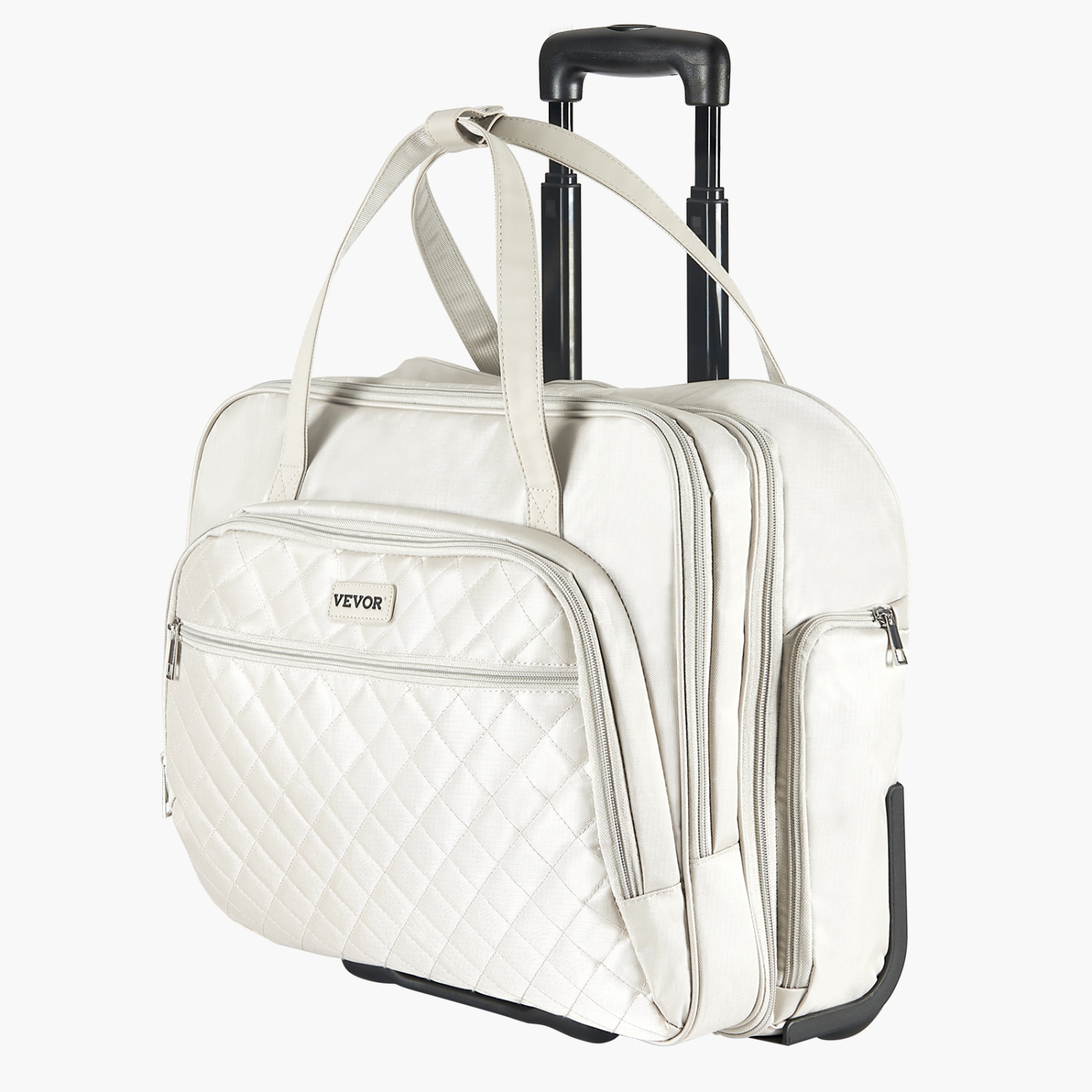 VEVOR Rolling Laptop Bag, Fits Up to 15.6 Inch Laptop, Wheeled Briefcase, Roller Computer Tote Bag with 2 Fixed Wheels & Telescoping Handle, Laptop