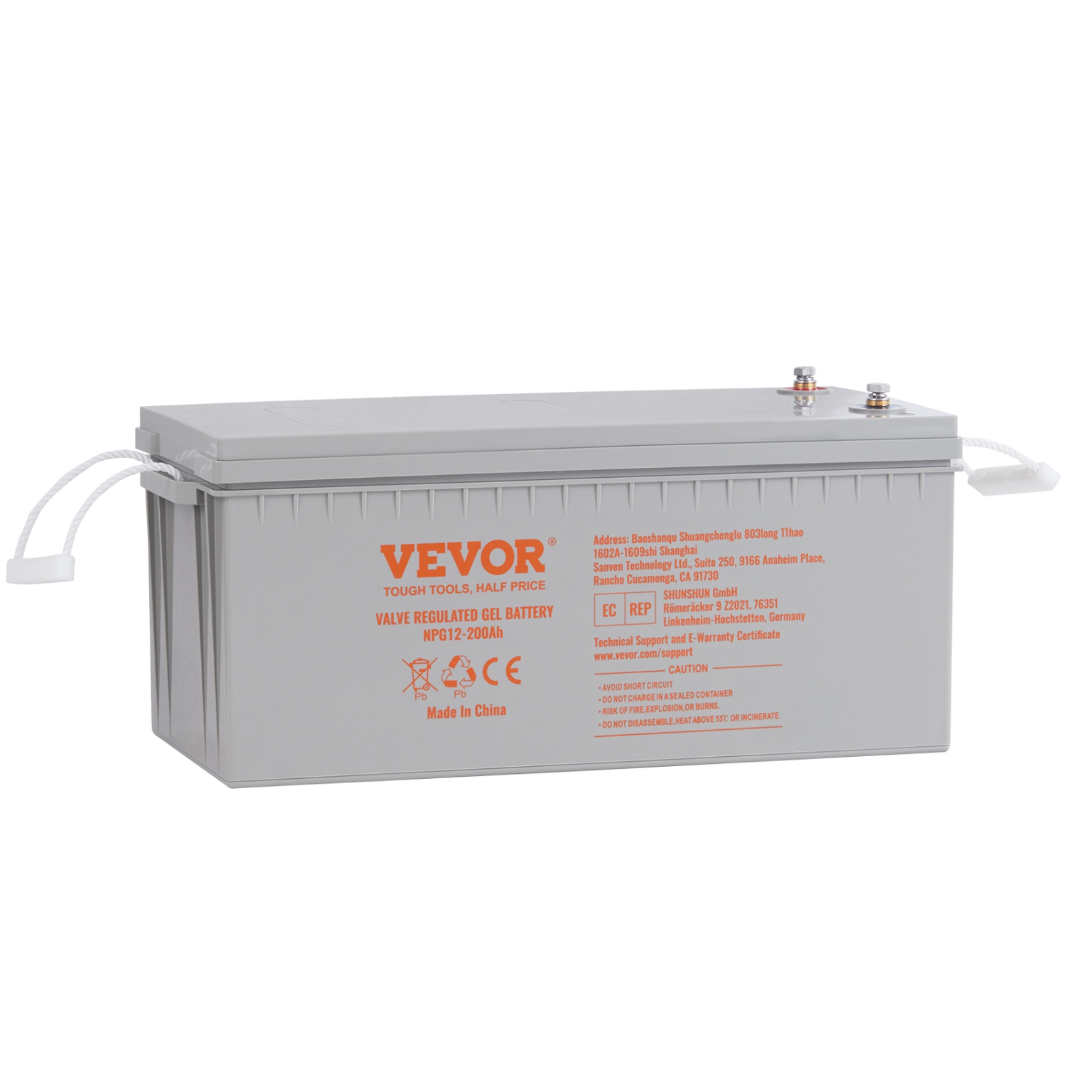 VEVOR 12V 200 AH Deep Cycle Battery, AGM Marine Rechargeable Battery, High Self-Discharge Rate 1400A Current, for RV Solar Marine Off-Grid