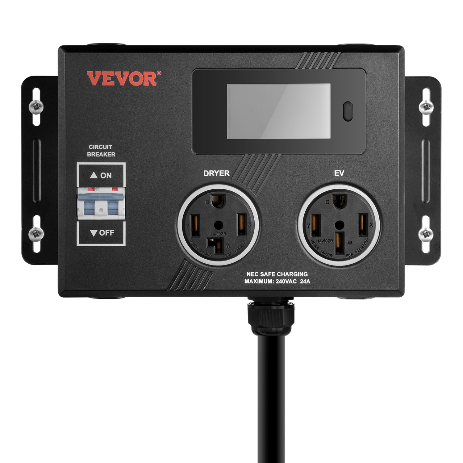 VEVOR 240V NEMA Splitter for Dryer and EV, 3-Color LED Indicator, Smart Power Distribution, With NEMA 14-30 Plug, NEMA 14-30 & NEMA 14-50 Outlets,