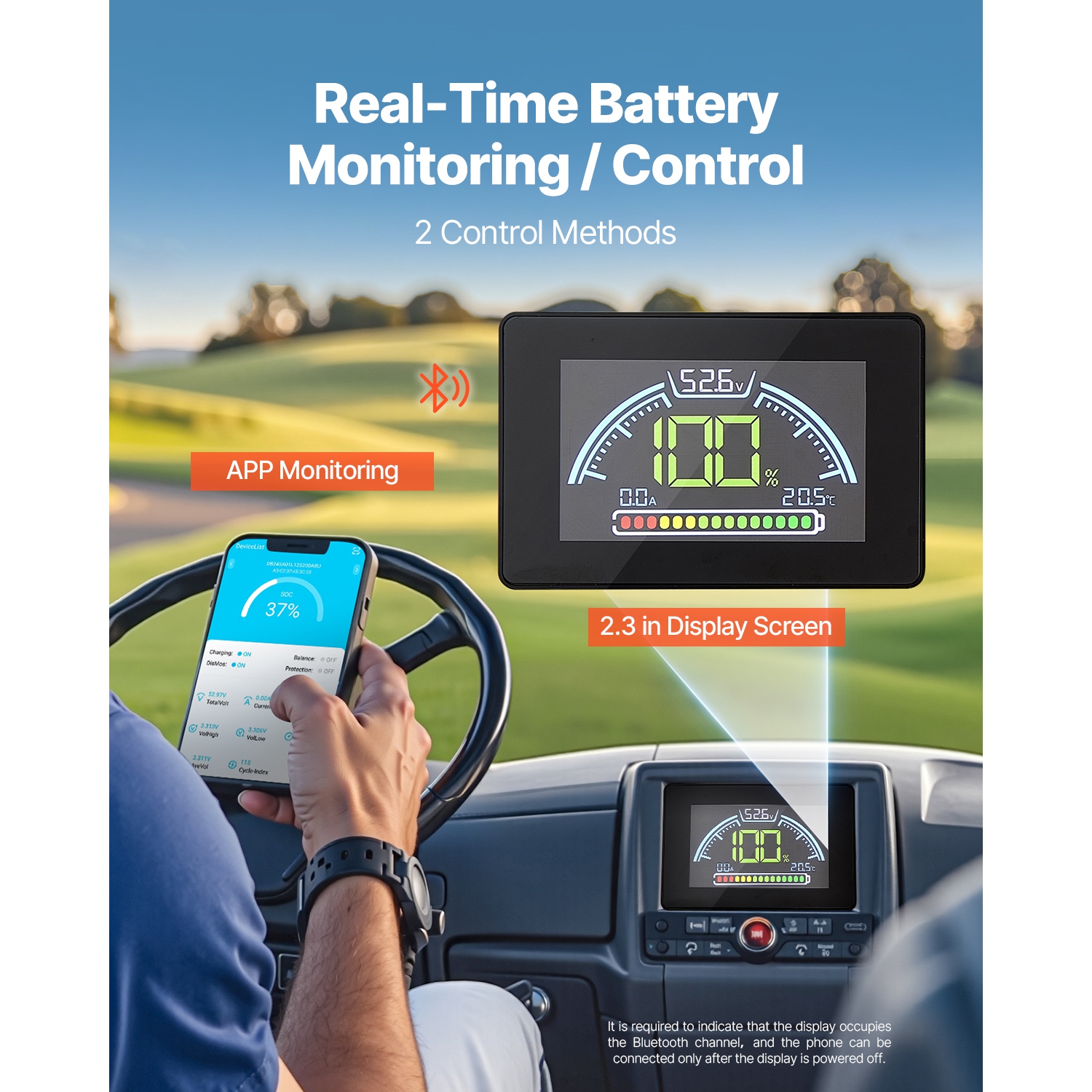 VEVOR 48V 105Ah Golf Cart Lithium Battery, 48 Volt Golf Cart Battery with 200A BMS, LCD Monitor and Mobile APP, LiFePO4 Battery with 600A Peak