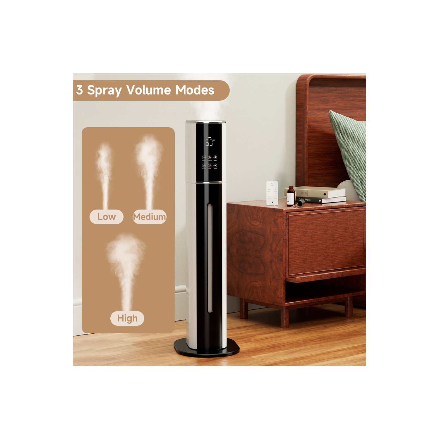 2.4Gal Ultrasonic Cool Mist Humidifier – Quiet Bedroom Humidifier for Large Rooms, 3-Speed Adjustable, UV Purification & Filtration, Pet/Baby/Plant