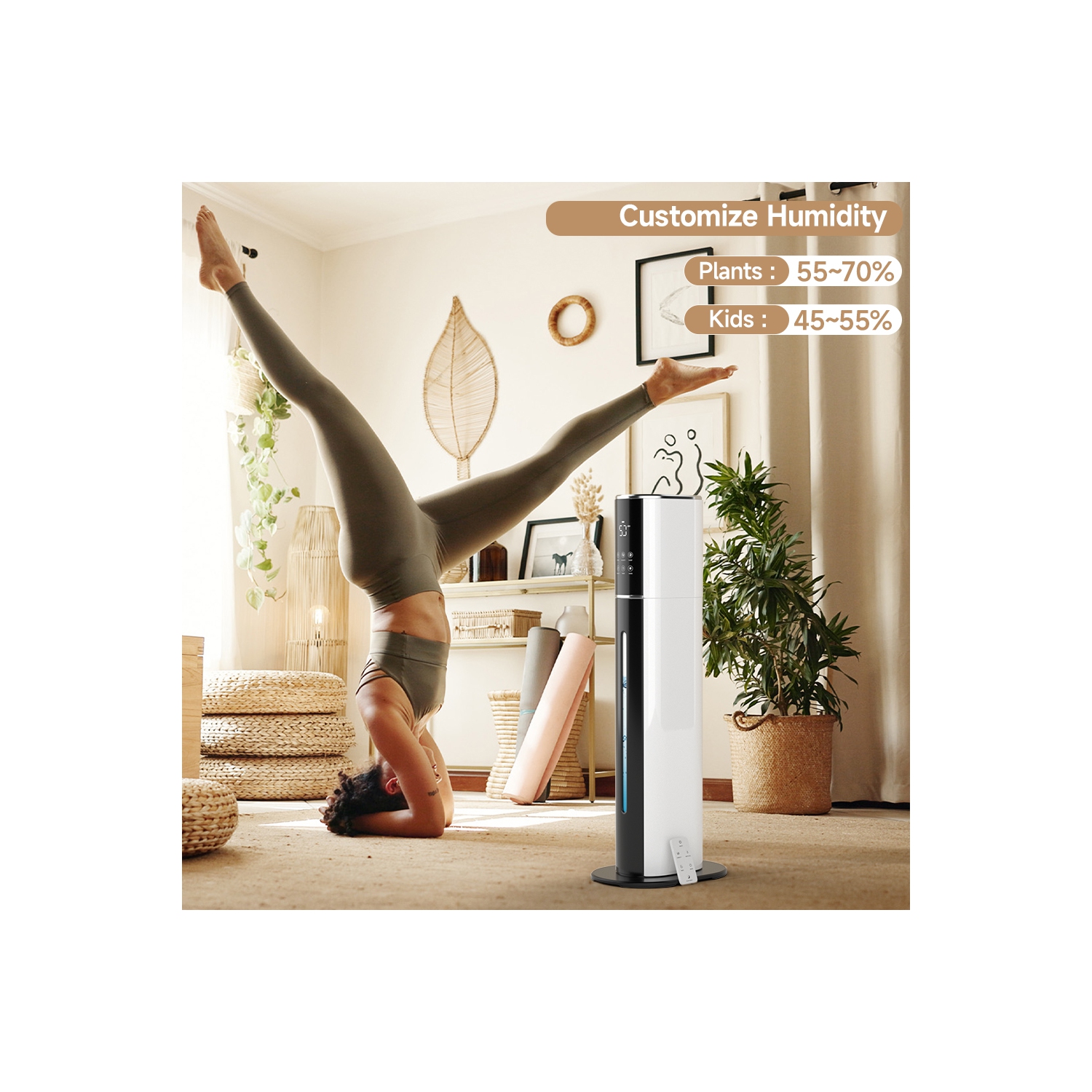 2.4Gal Ultrasonic Cool Mist Humidifier – Quiet Bedroom Humidifier for Large Rooms, 3-Speed Adjustable, UV Purification & Filtration, Pet/Baby/Plant