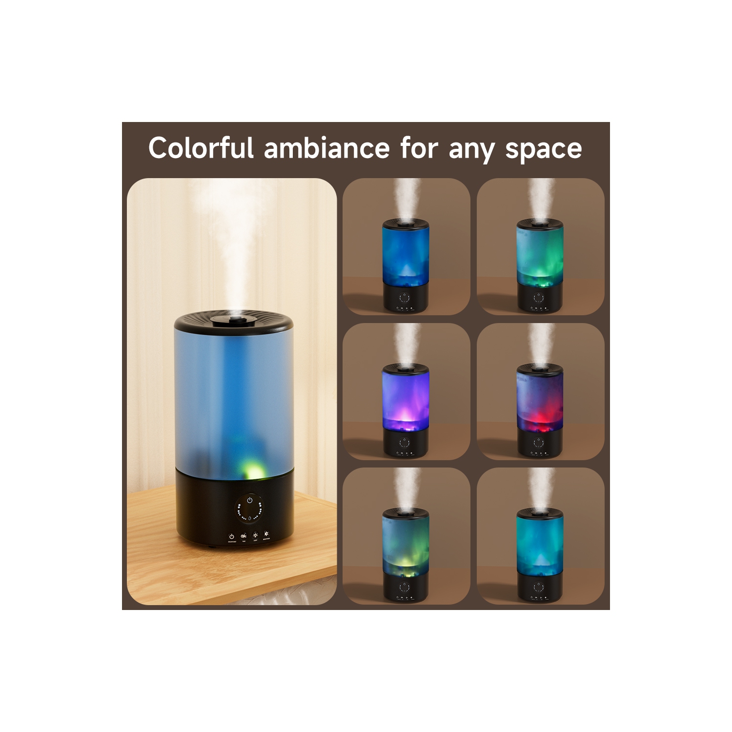 3.2L Cool Mist Humidifier for Bedroom, Baby Nursery & Plants – Quiet Ultrasonic Humidifier with 360° Nozzle, Auto Shut-Off & 7-Color Night Light, Up