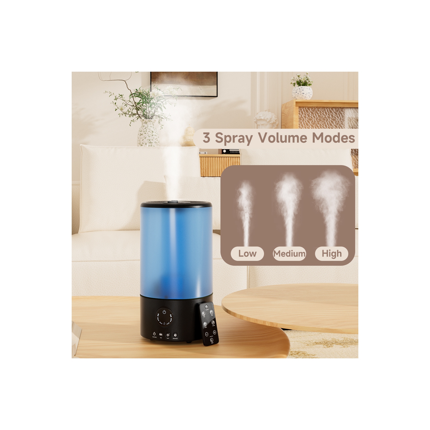 3.2L Cool Mist Humidifier for Bedroom, Baby Nursery & Plants – Quiet Ultrasonic Humidifier with 360° Nozzle, Auto Shut-Off & 7-Color Night Light, Up