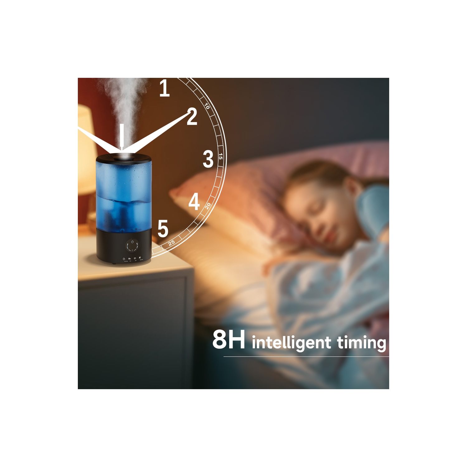 3.2L Cool Mist Humidifier for Bedroom, Baby Nursery & Plants – Quiet Ultrasonic Humidifier with 360° Nozzle, Auto Shut-Off & 7-Color Night Light, Up