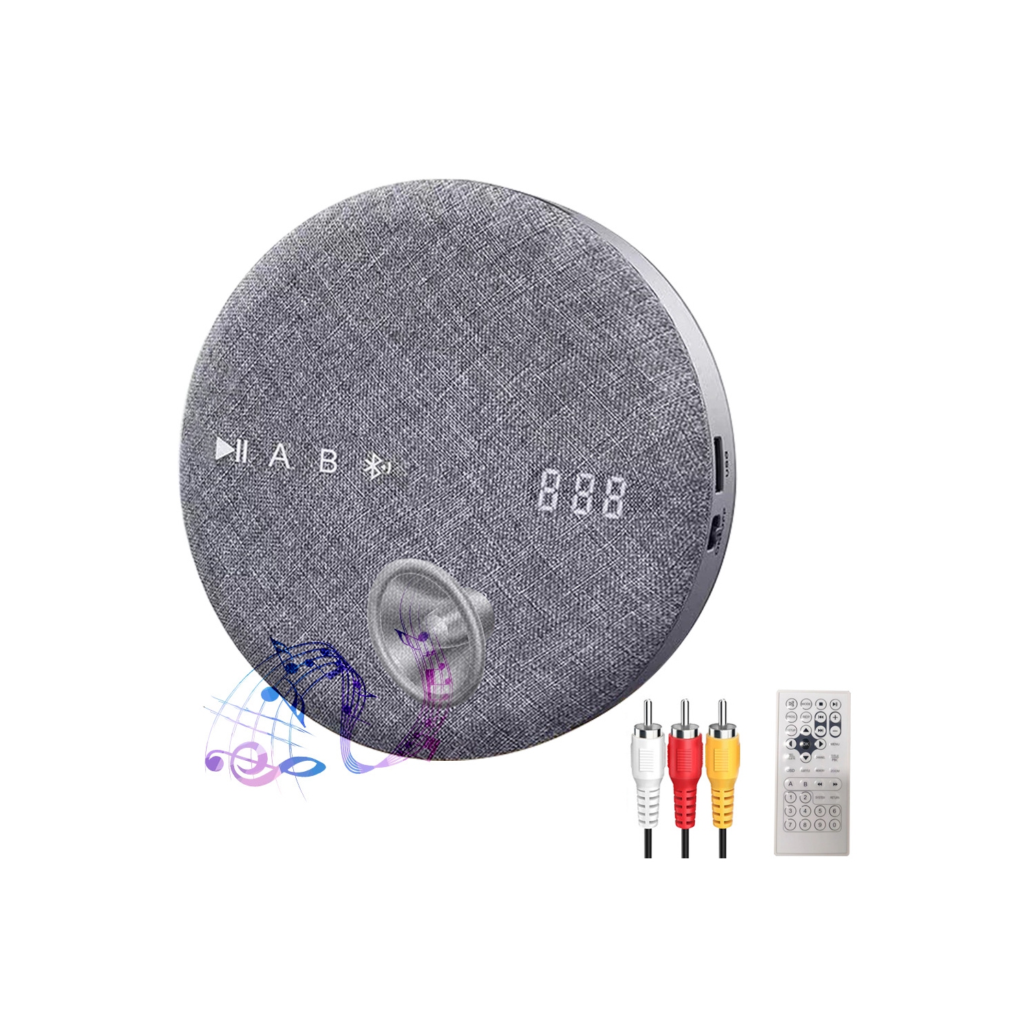 Le lecteur DVD/CD portatif prend en charge la lecture Bluetooth et USB, idéal pour l'apprentissage et le divertissement, le lecteur CD gris