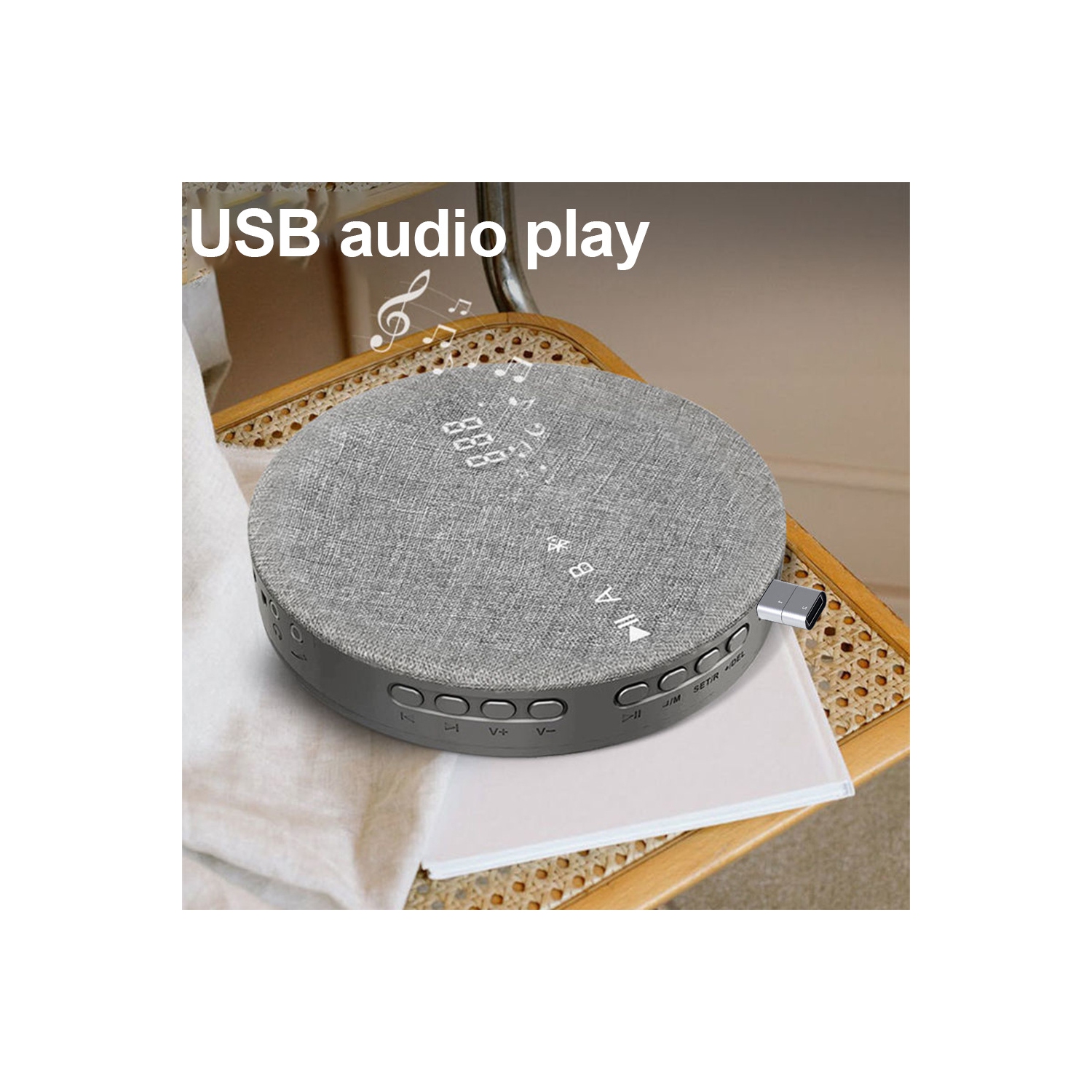 Le lecteur DVD/CD portatif prend en charge la lecture Bluetooth et USB, idéal pour l'apprentissage et le divertissement, le lecteur CD gris