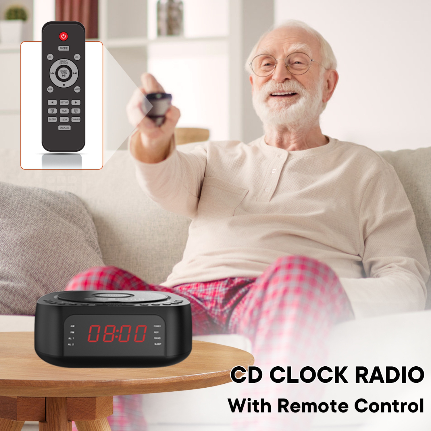 CD disc Bluetooth audio alarm clock all-in-one album MP3 player CD player radio stereo - black