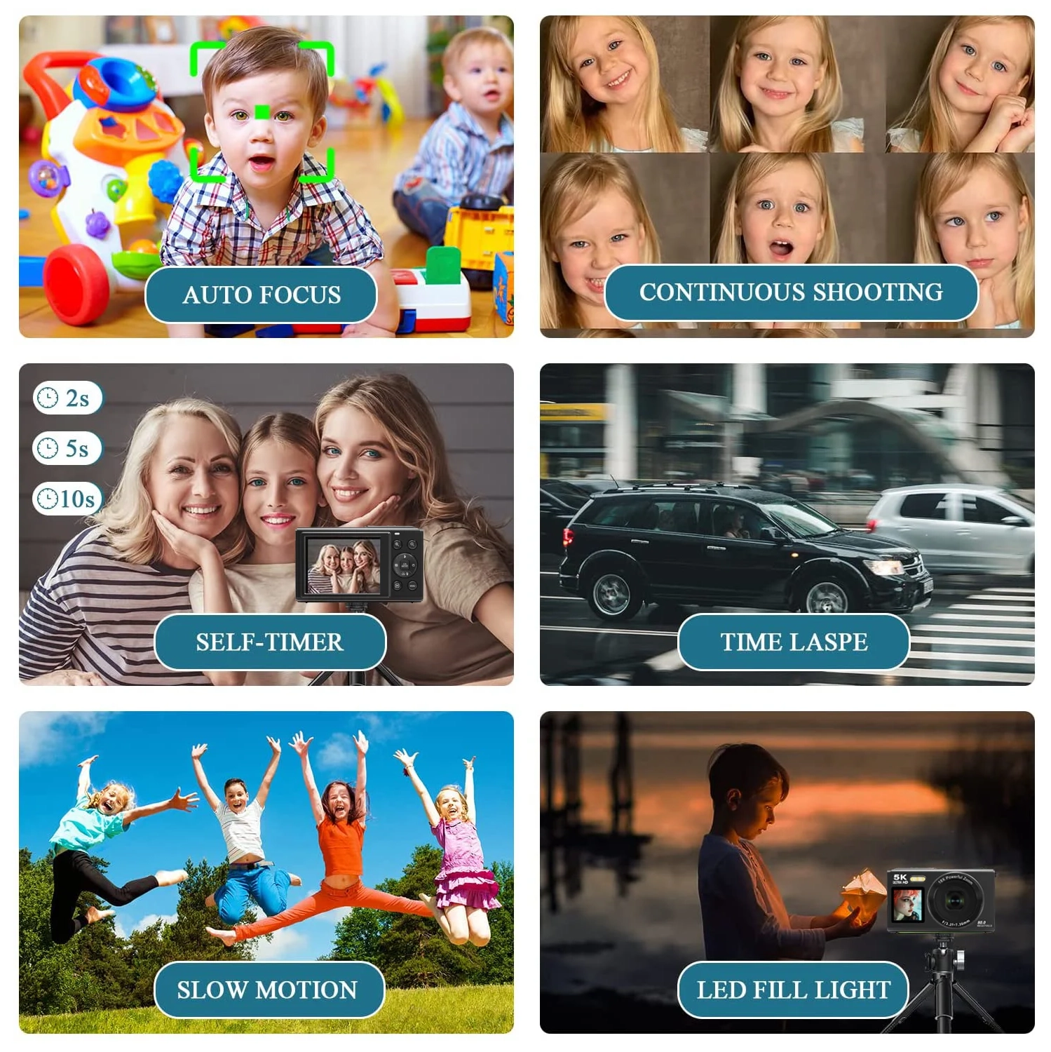 5K Student Camera 8000MP HD Dual Screen Selfie CCD Small Digital Camera WiFi Small Auto Focus for Vlog Live Broadcast - Pink No Memory Card