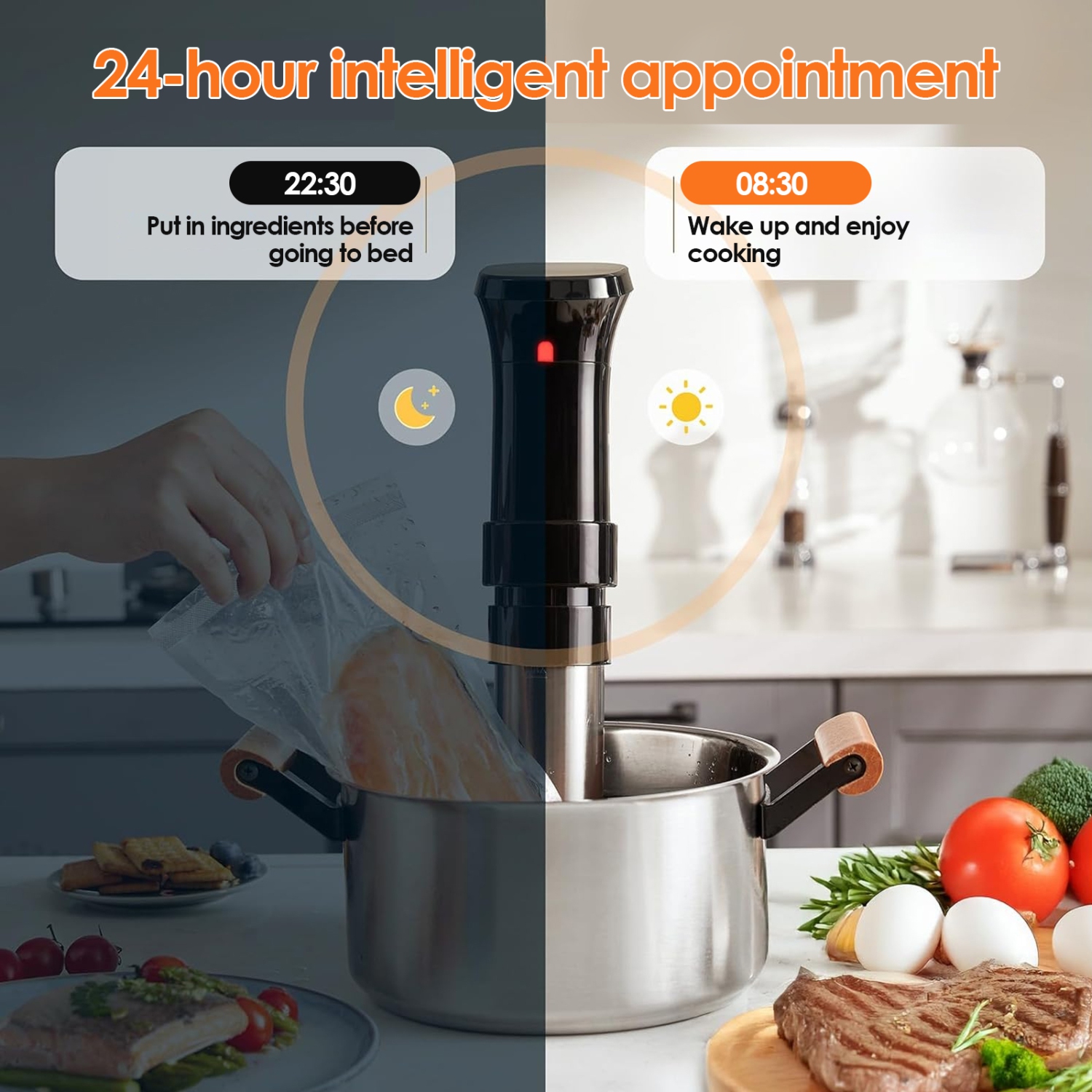 Appareil de cuisson sous vide, cuiseur moléculaire intelligent à écran numérique de 1100&nbsp;W pour steak et plus encore