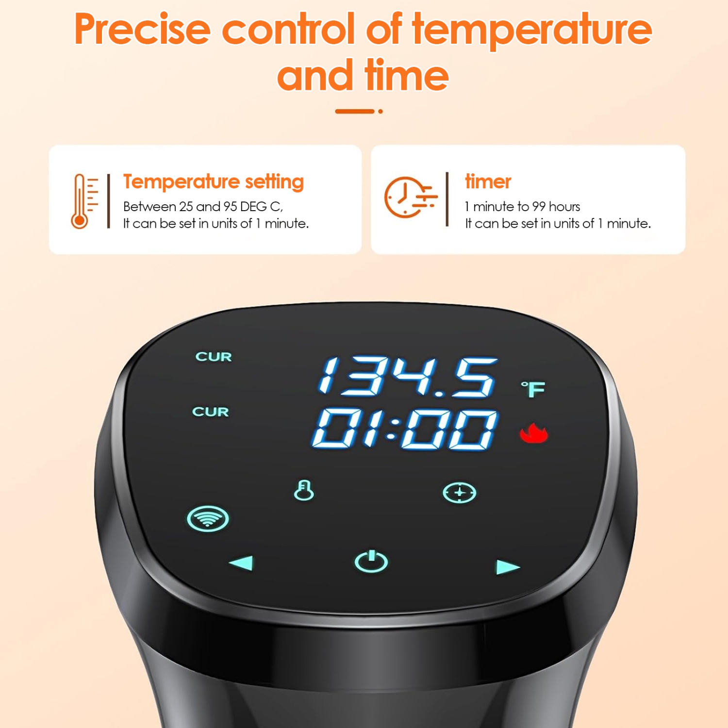 Appareil de cuisson sous vide, cuiseur moléculaire intelligent à écran numérique de 1100&nbsp;W pour steak et plus encore