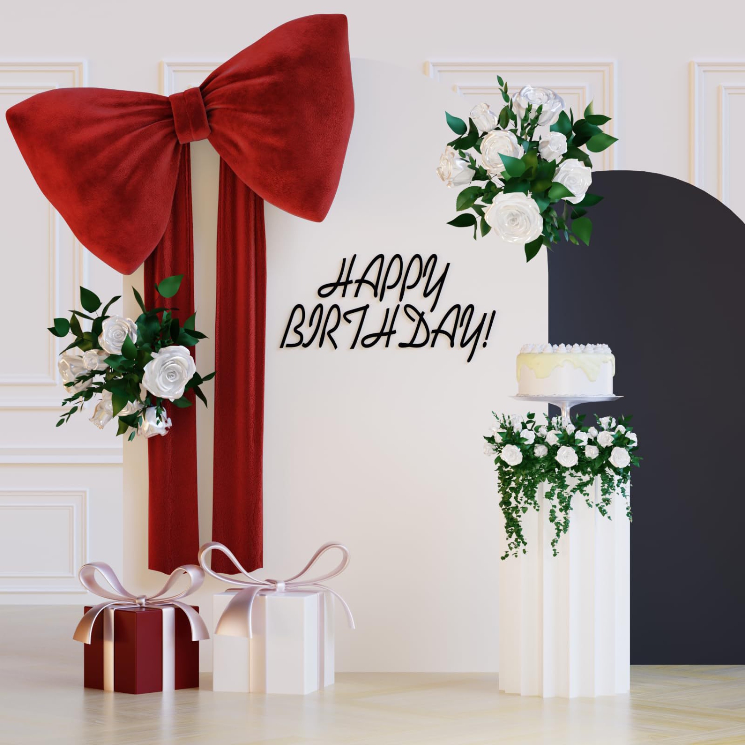 Red Bow Wall Decoration, Large Background Bow for Wedding, Birthday, Festival, and Christmas Decor