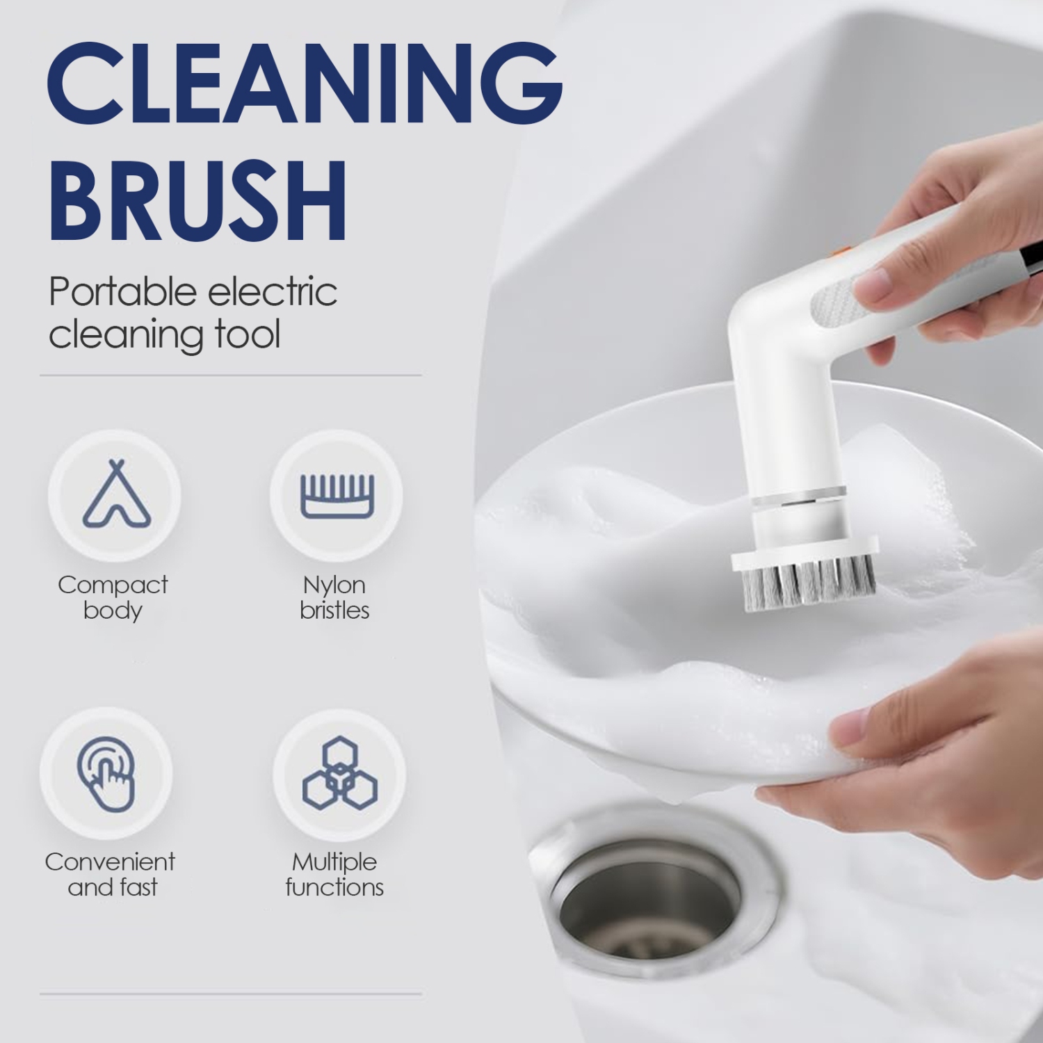 Portable Mini Electric Cleaning Brush, Multi-Function Handheld Automatic USB Rechargeable for Kitchen and Bathroom