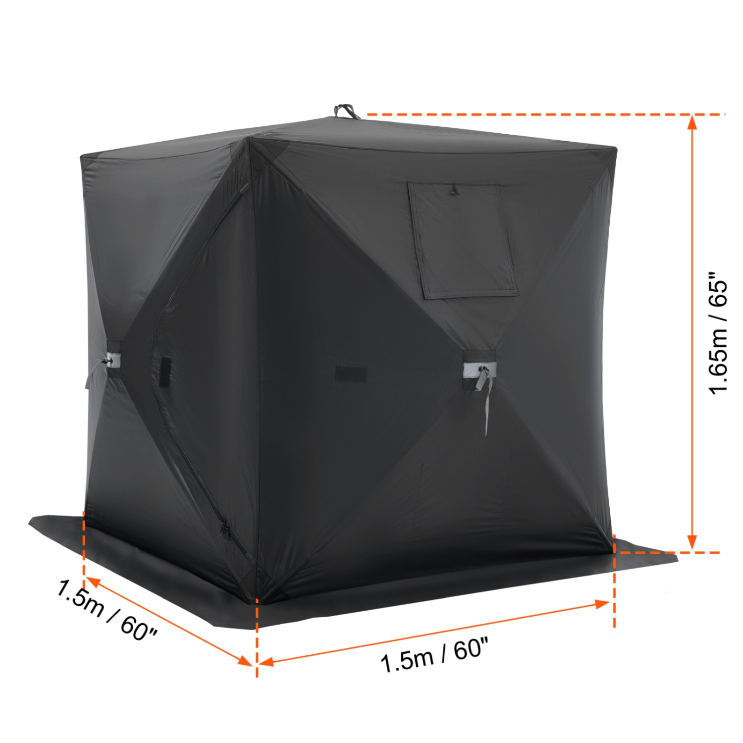 VEVOR 60"x60" Portable Ice Shelter, 1-2 Person Pop-Up Ice Fishing Tent, 24 Square Feet Fishable Area, Ice Shanty for Winter Fishing, Waterproof