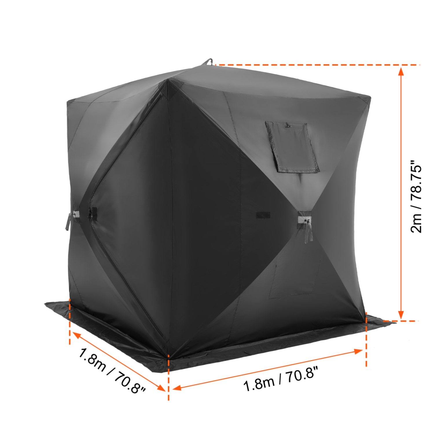 VEVOR 71"x71" Portable Ice Shelter, 3-4 Person Pop-Up Ice Fishing Tent, 35 Square Feet Fishable Area, Ice Shanty for Winter Fishing, Waterproof