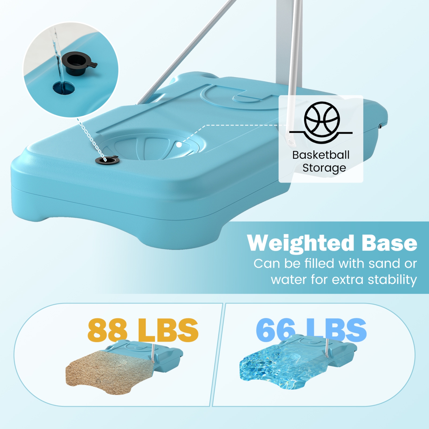 Gymax Pool Basketball Hoop w/32'' Shatterproof Backboard 3.1-4.1 FT Adjustable Height