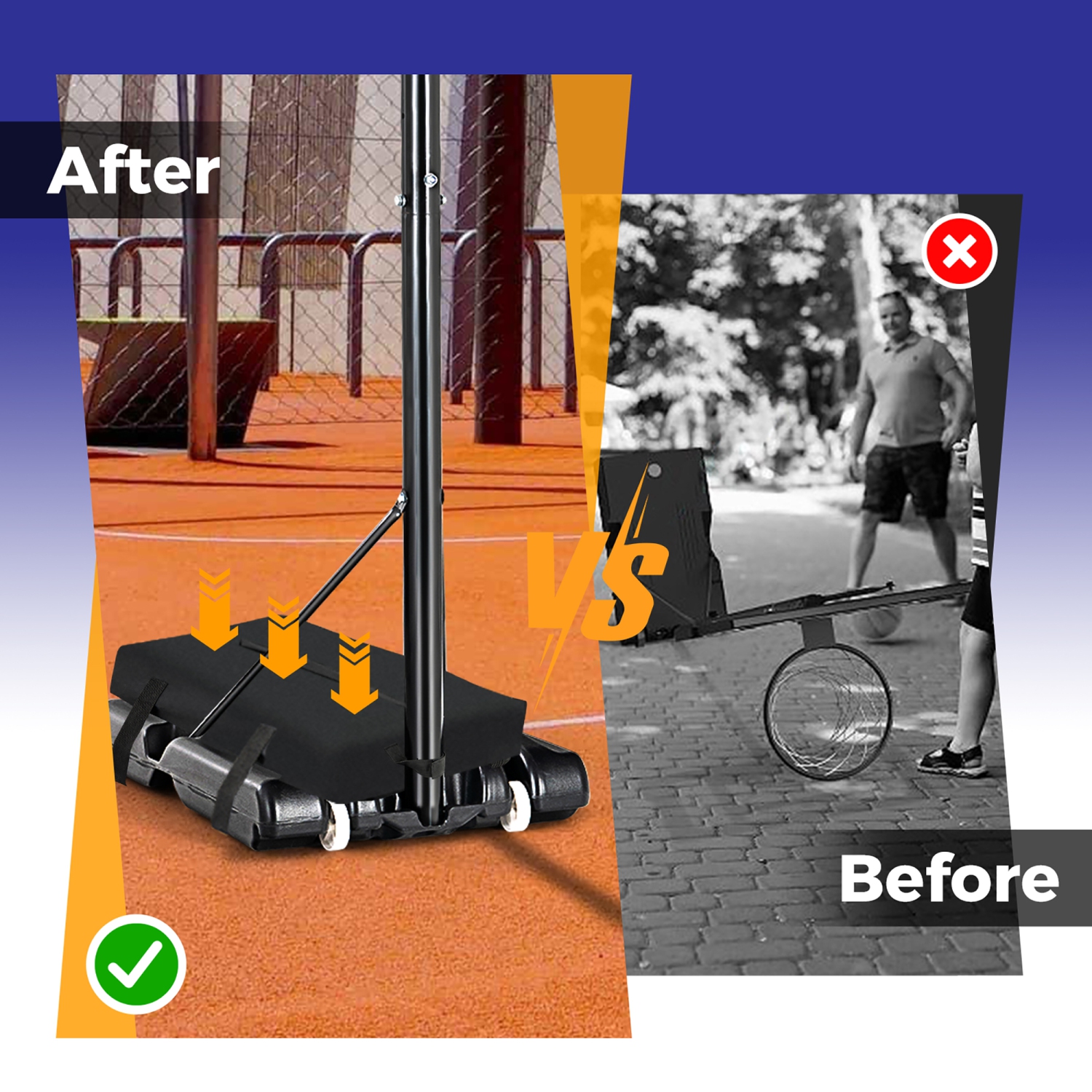 Gymax Height Adjustable Portable Basketball Hoop System Shatterproof Sandbag 2 Nets