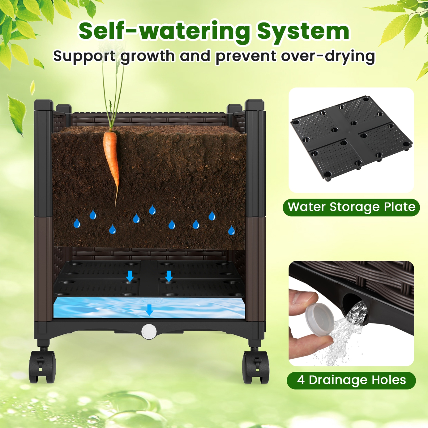 Gymax 87'' Tall Raised Garden Bed w/ Plant Box & Trellis Lockable Wheels Indoor Outdoor