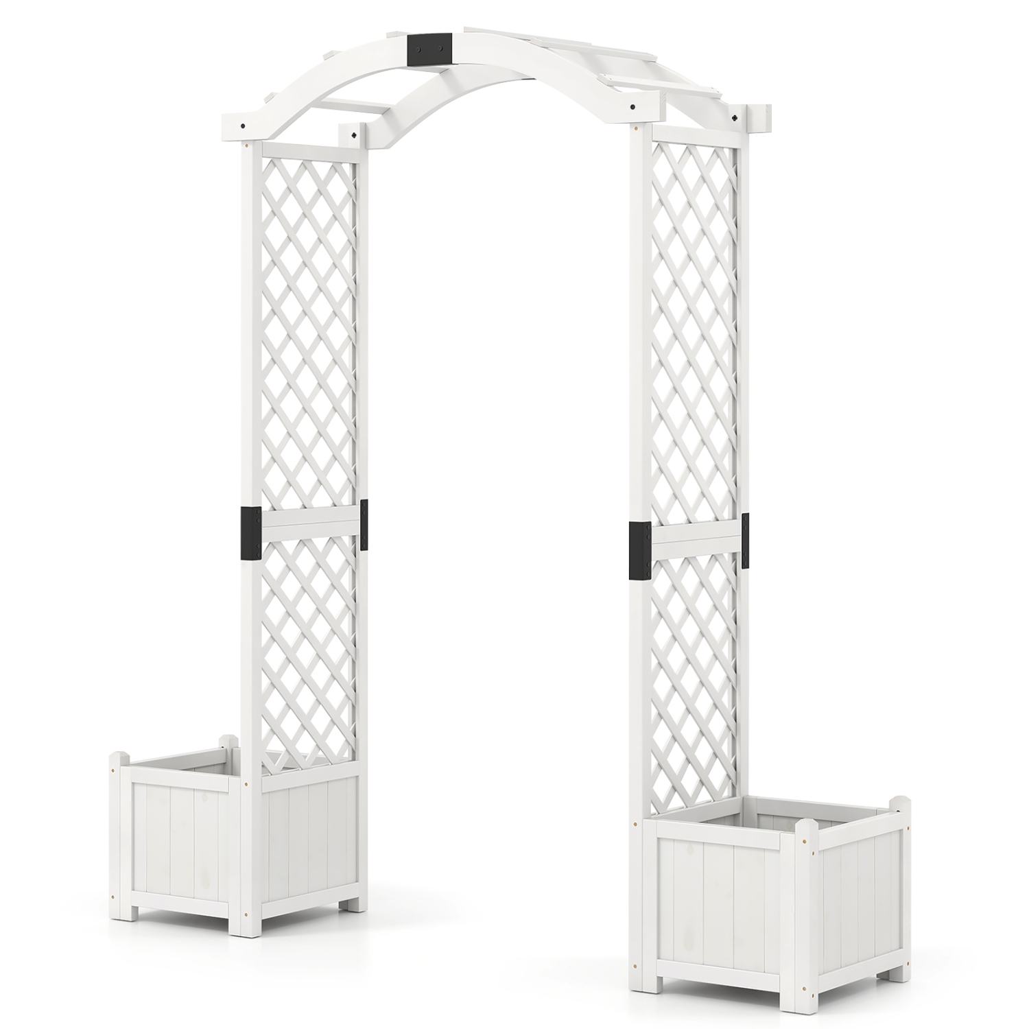 Gymax Garden Arbor w/ Planter Wooden Planter Arch w/ Trellis White
