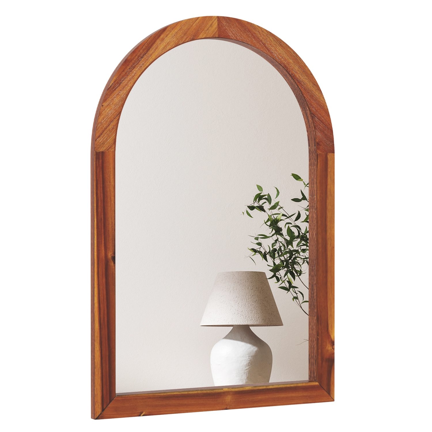 Gymax 24'' x 35'' Rustic Wall Mounted Decorative Mirror w/Solid Acacia Wood Frame