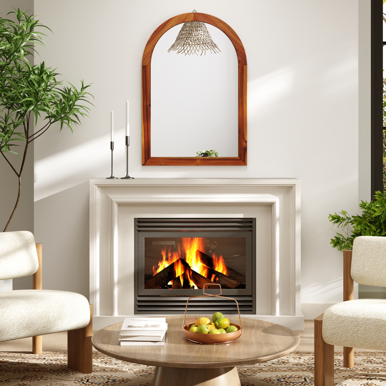 Gymax 24'' x 35'' Rustic Wall Mounted Decorative Mirror w/Solid Acacia Wood Frame